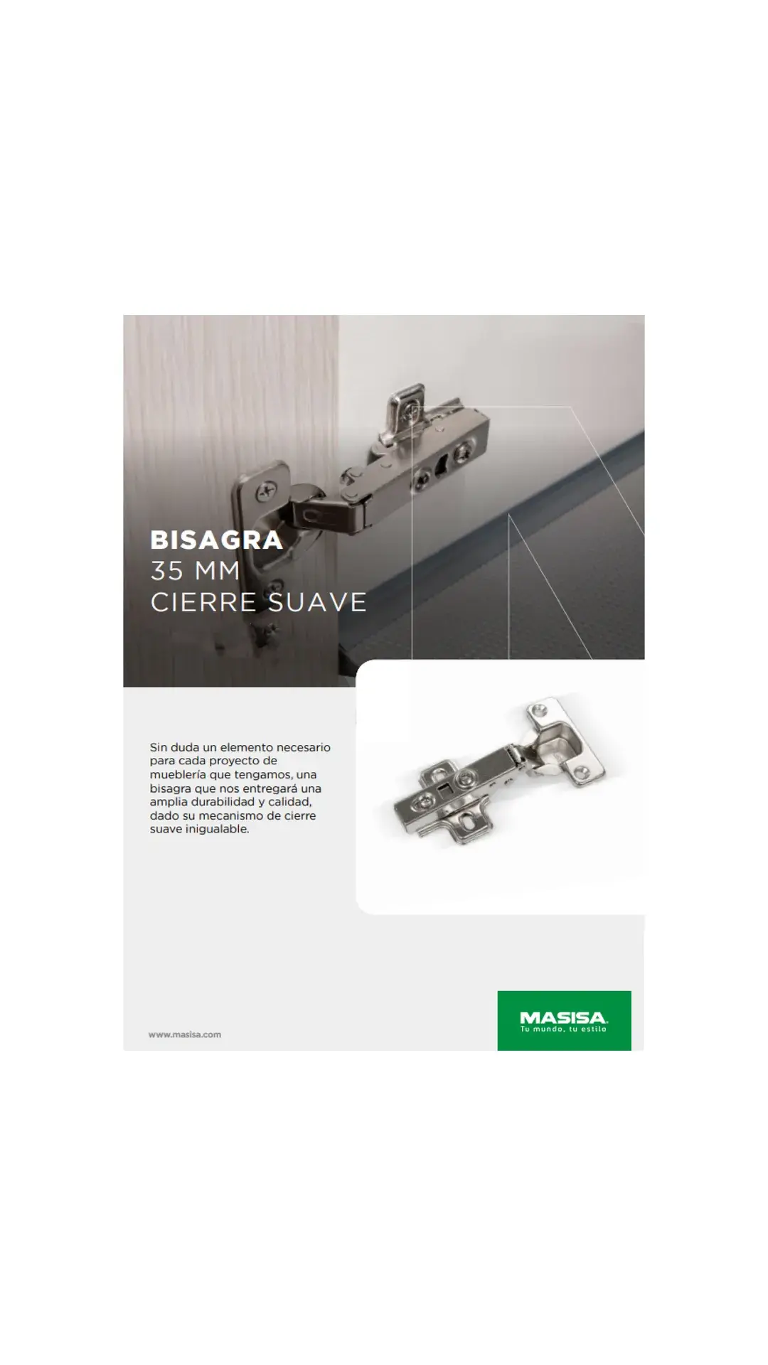 Bisagra 35 mm con cierre suave 2P