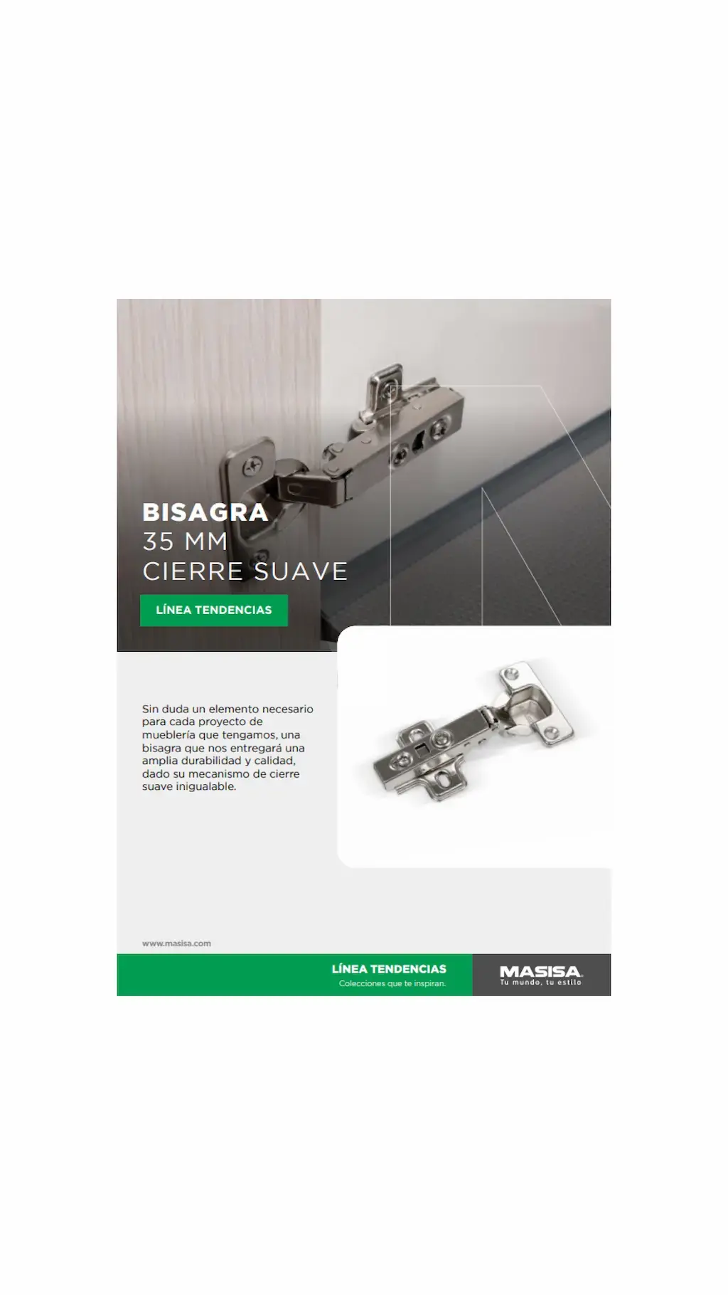 Bisagra 35 mm con cierre suave 2P