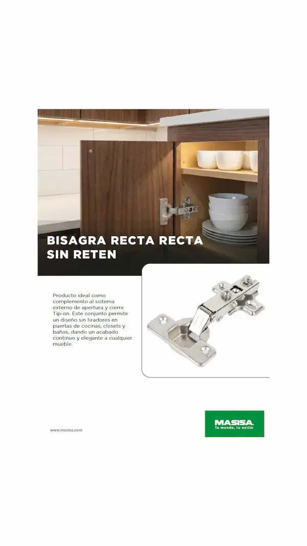 Bisagra Recta sin Reten