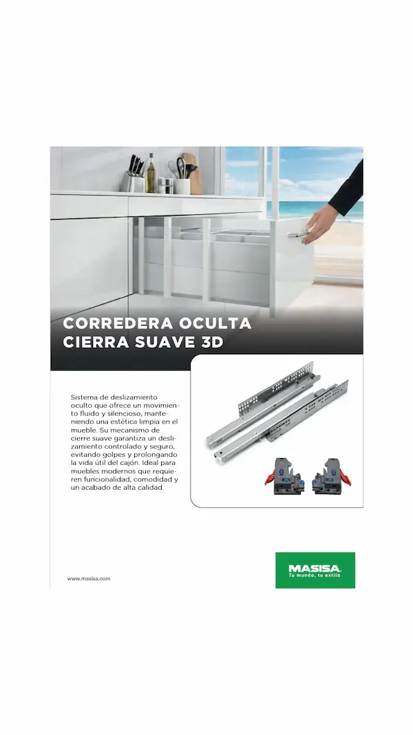 Corredera Oculta Cierra Suave 3D