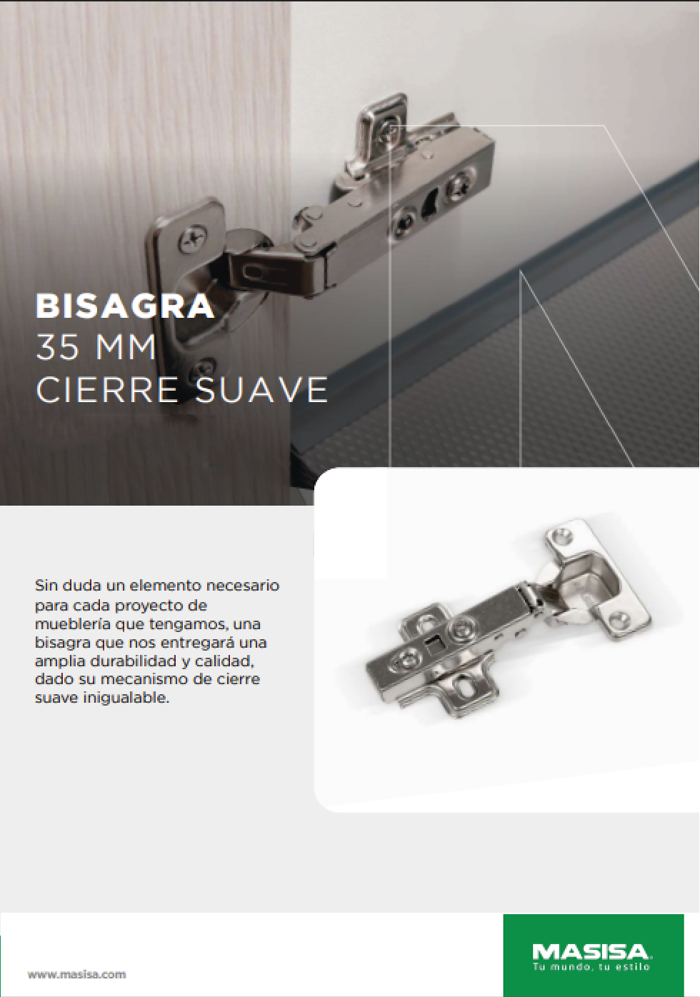 Bisagra 35 mm con cierre suave 2P