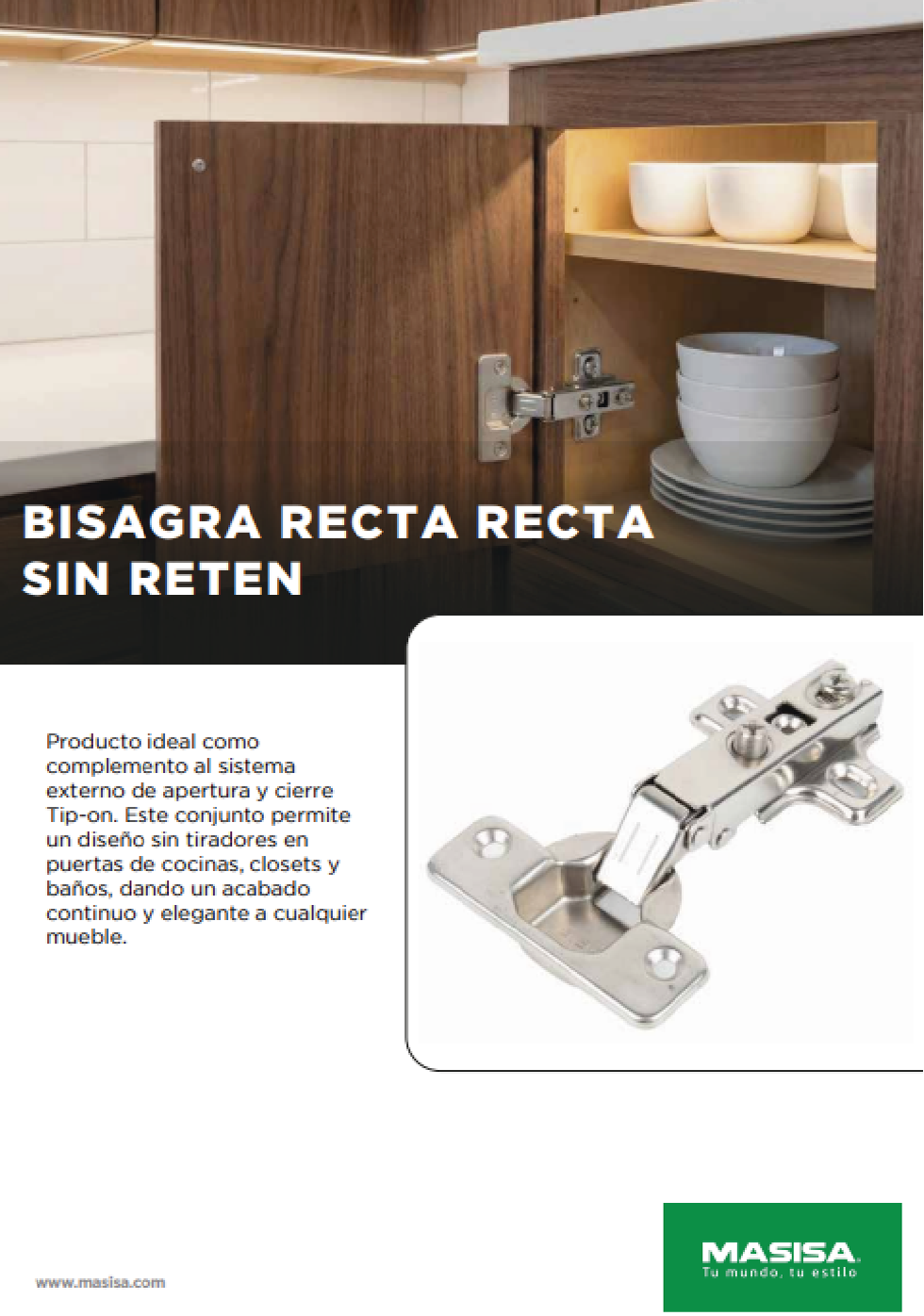 Bisagra Recta sin Reten